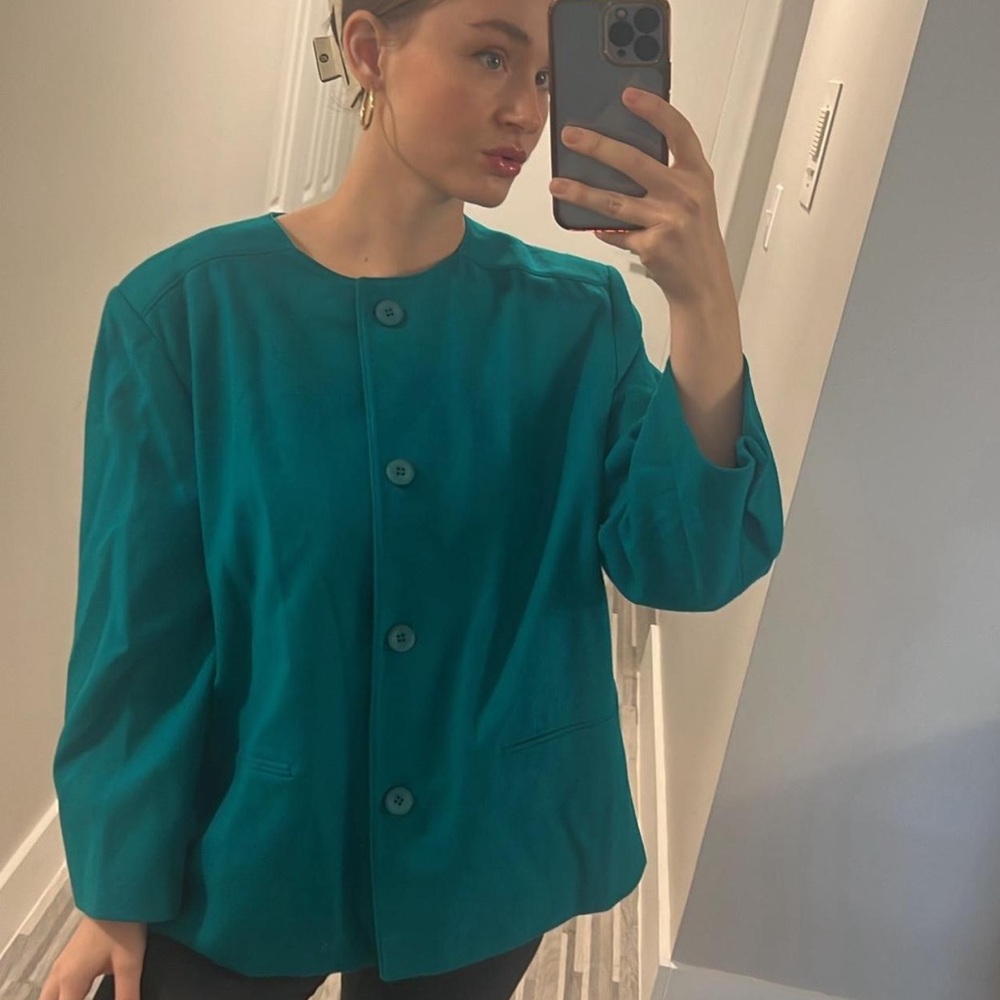 80s teal 100% pure wool Pendleton teal green coat